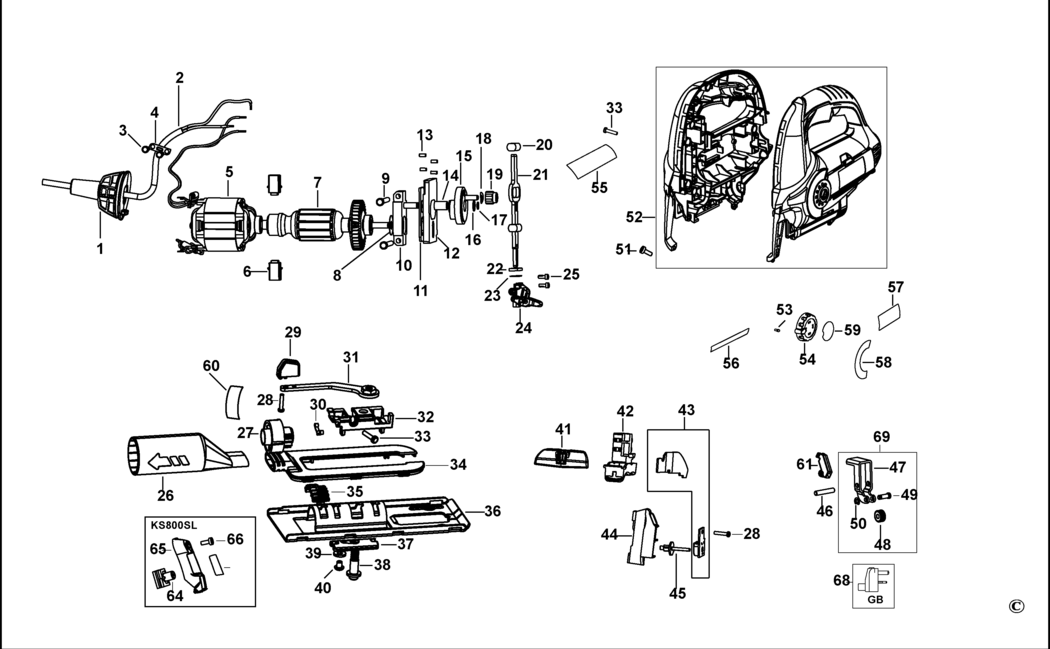 Black & Decker KS800SL Type 1 Jigsaw Spare Parts