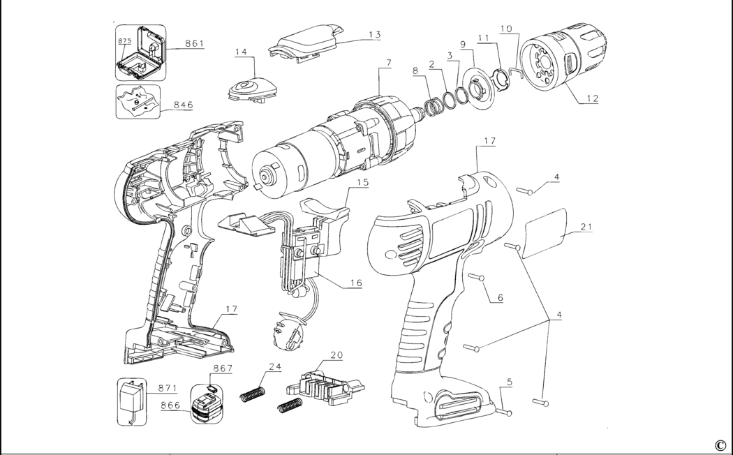 Black & Decker FSD962 Type 1 C'less Drill/driver Spare Parts