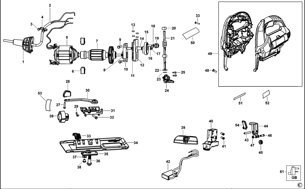 Black & Decker KS800E Type 1 Jigsaw Spare Parts