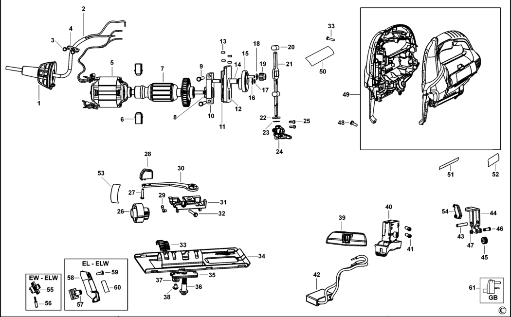 Black & Decker KS800EL Type 1 Jigsaw Spare Parts