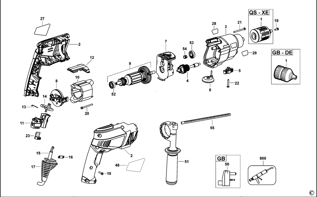 Black & Decker KR910 Type 1 Hammer Drill Spare Parts