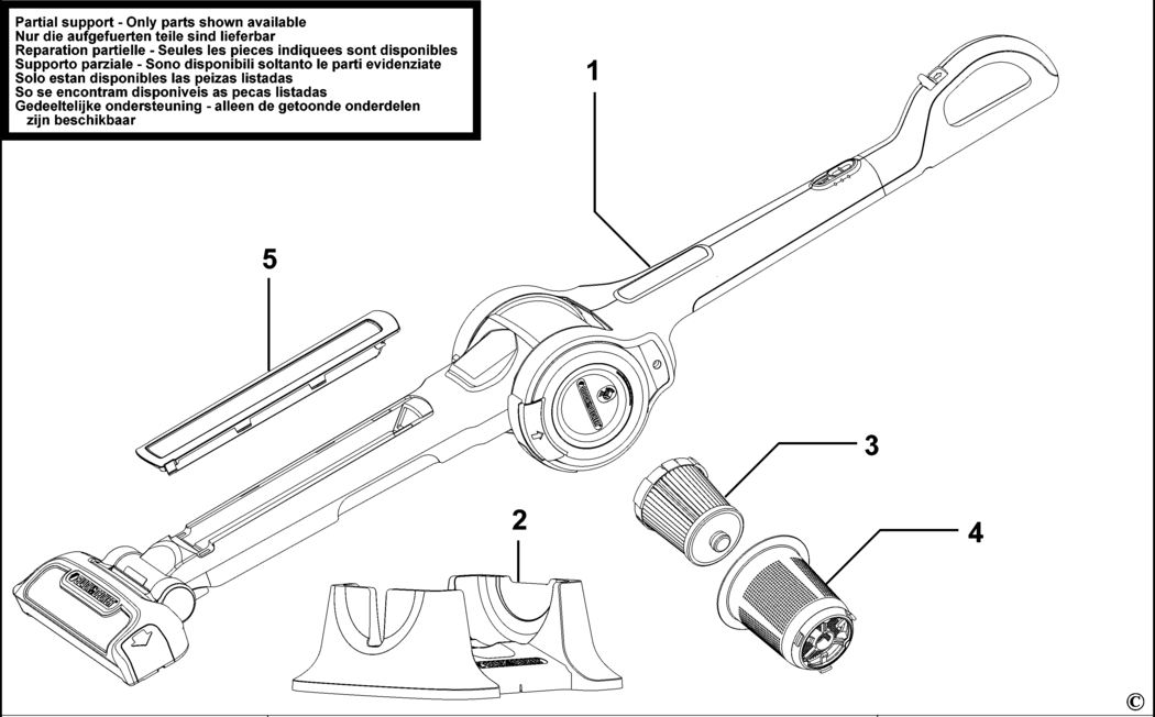 Black & Decker FV1205N Type H1 Stick-vac Spare Parts