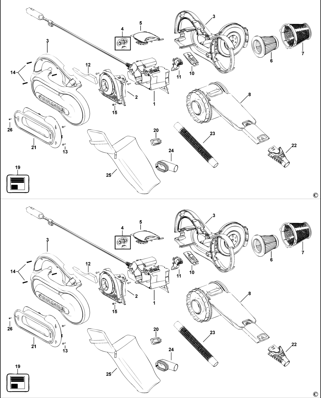 Black & Decker PAV1205 Type 1 Car Vac Spare Parts