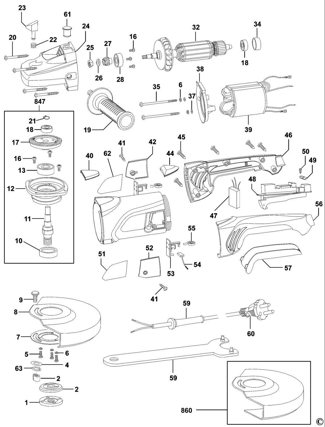 Black & Decker KG2023 Type 5 Angle Grinder Spare Parts