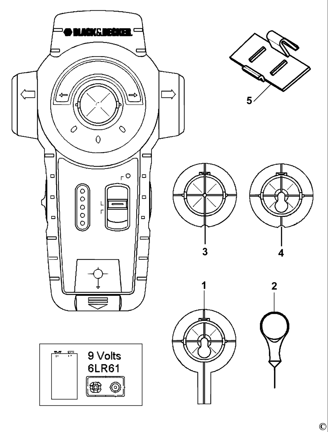 Black & Decker BDL110S Type 1 Laser Spare Parts