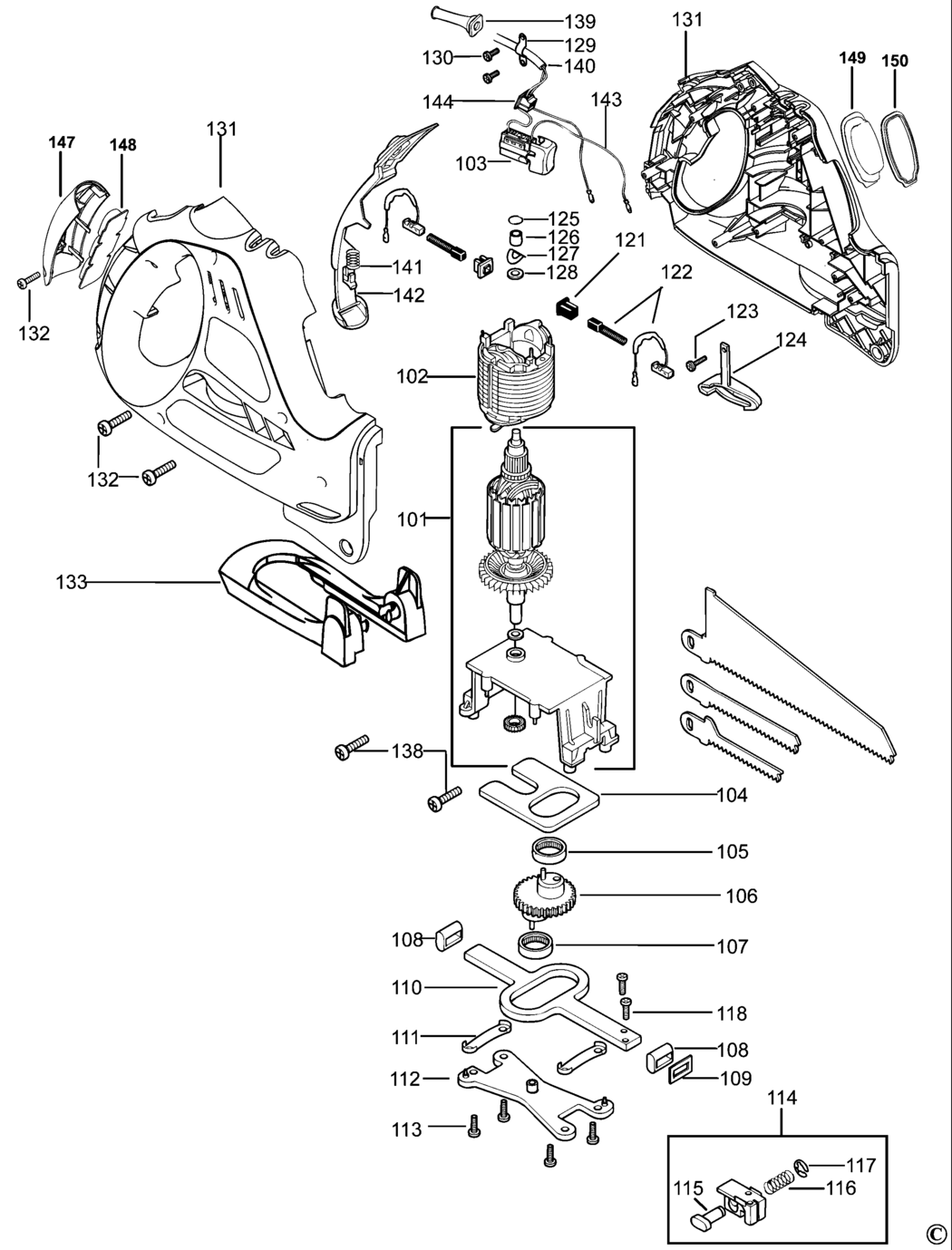 Black & Decker KS890EGT Type 1 Saw Spare Parts