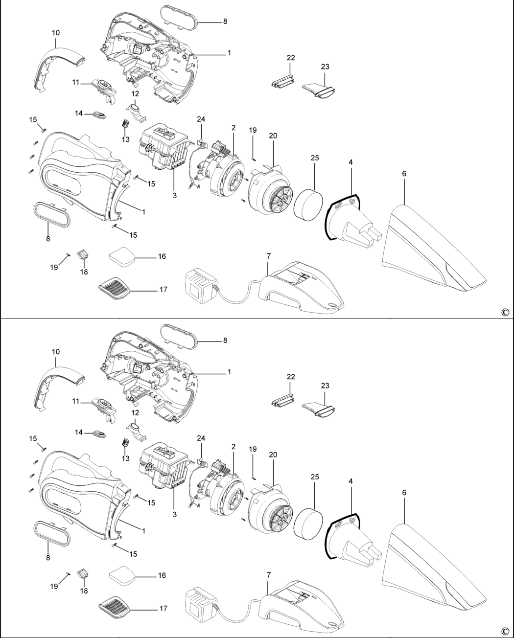 Black & Decker WD7215 Type H1 Wet N'dry Vac Spare Parts