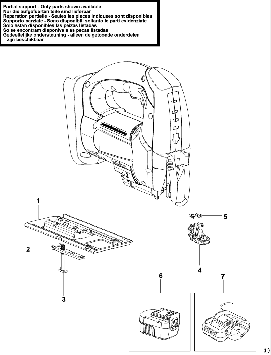 Black & Decker BD1800JS Type 1 Cordless Jigsaw Spare Parts