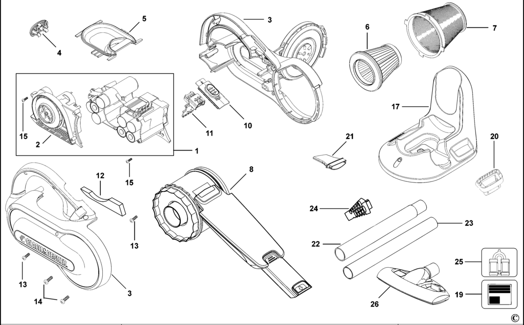 Black & Decker PV1405A Type H1 Dustbuster Spare Parts