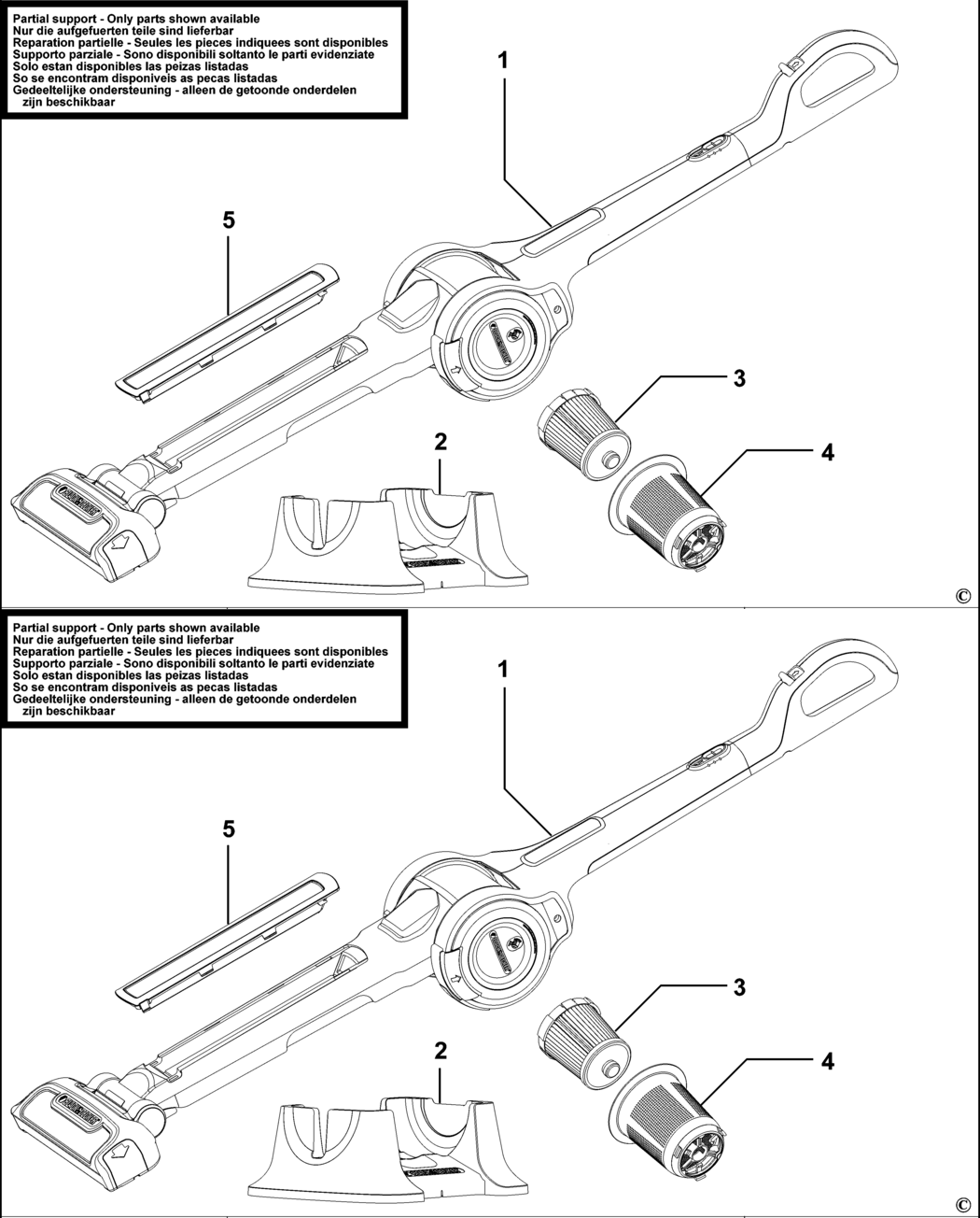 Black & Decker FV1205 Type H1 Stick-vac Spare Parts