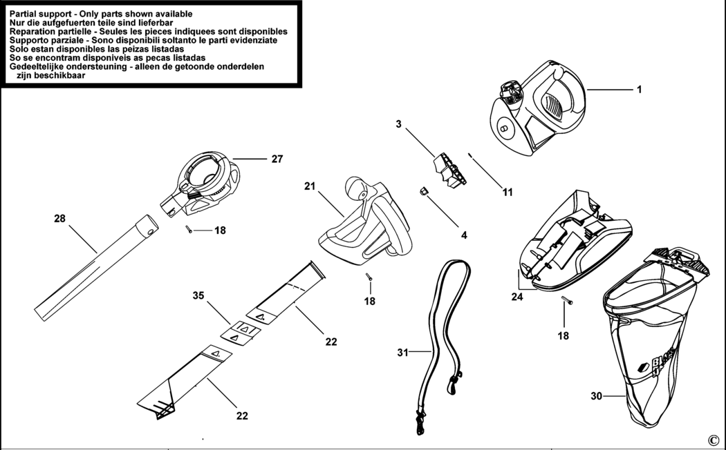 Black & Decker GW2610V Type 1 Blowvac Spare Parts