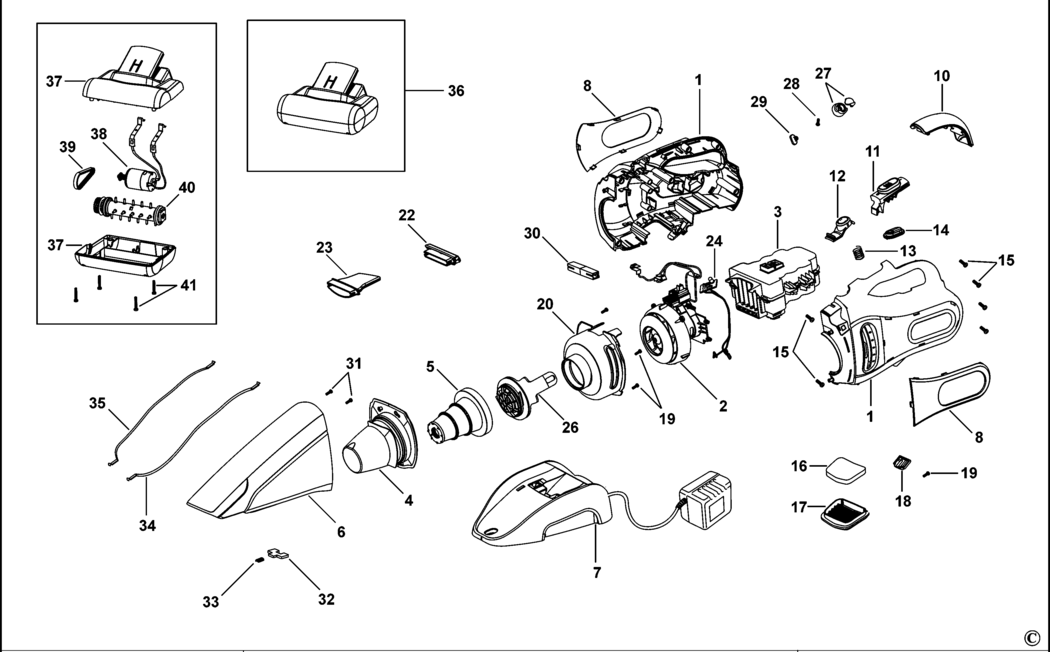 Black & Decker DV9605TN Type H1 Dustbuster Spare Parts