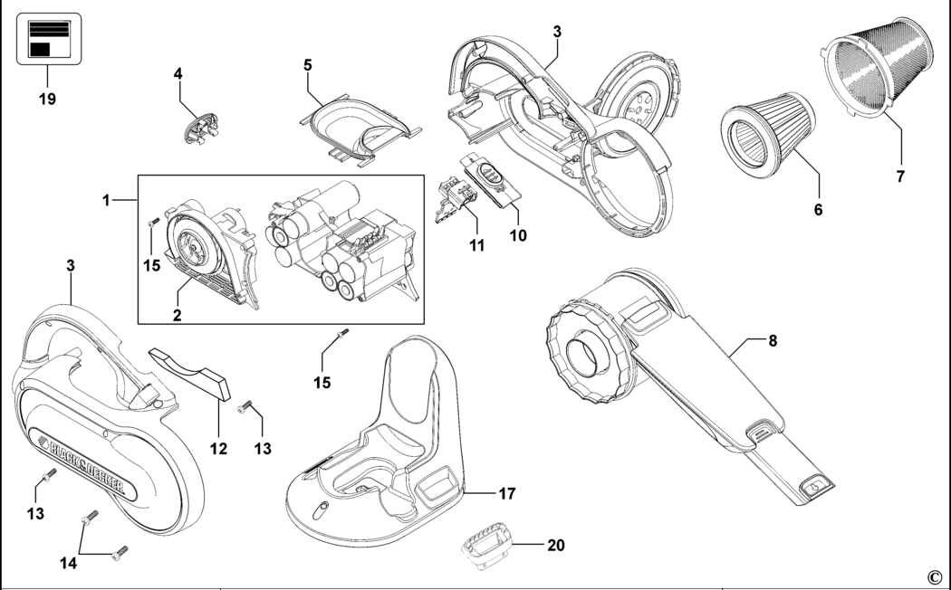 Black & Decker PV9605 Type H1 Dustbuster Spare Parts