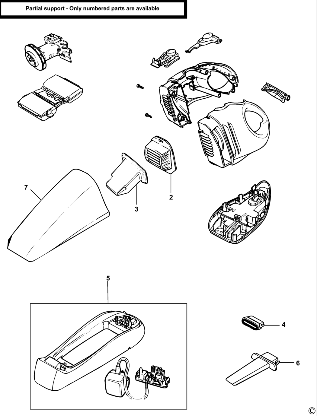 Black & Decker CWV7230 Type 1 Dustbuster Spare Parts