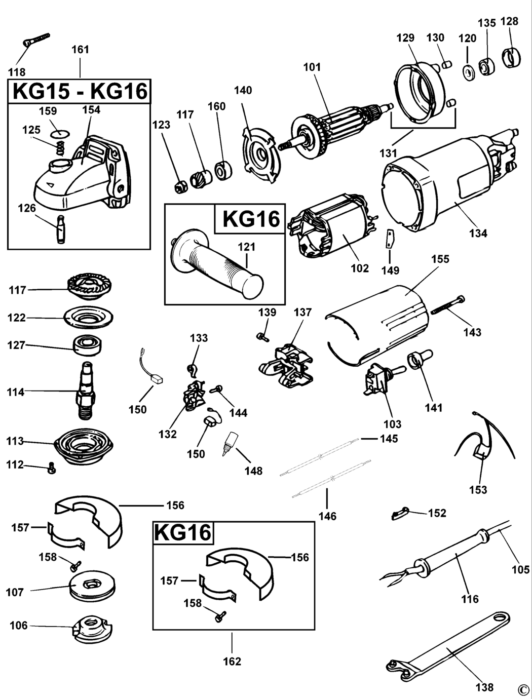 Black & Decker KG15 Type 5 Small Angle Grinder Spare Parts