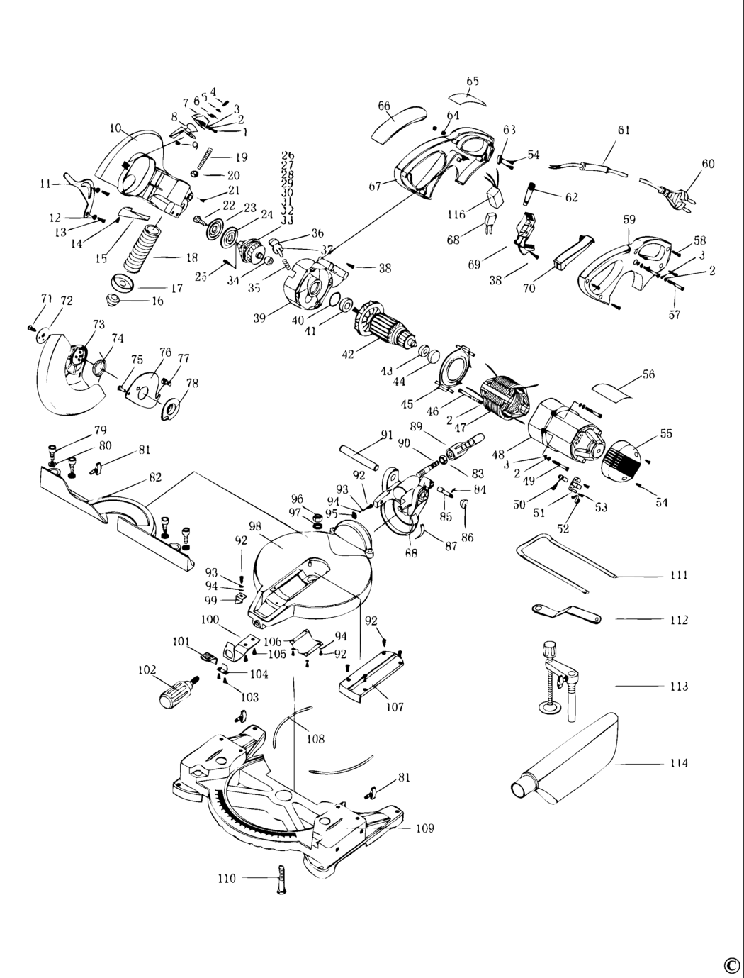 Black & Decker BT1400 Type 1 Mitre Saw Spare Parts