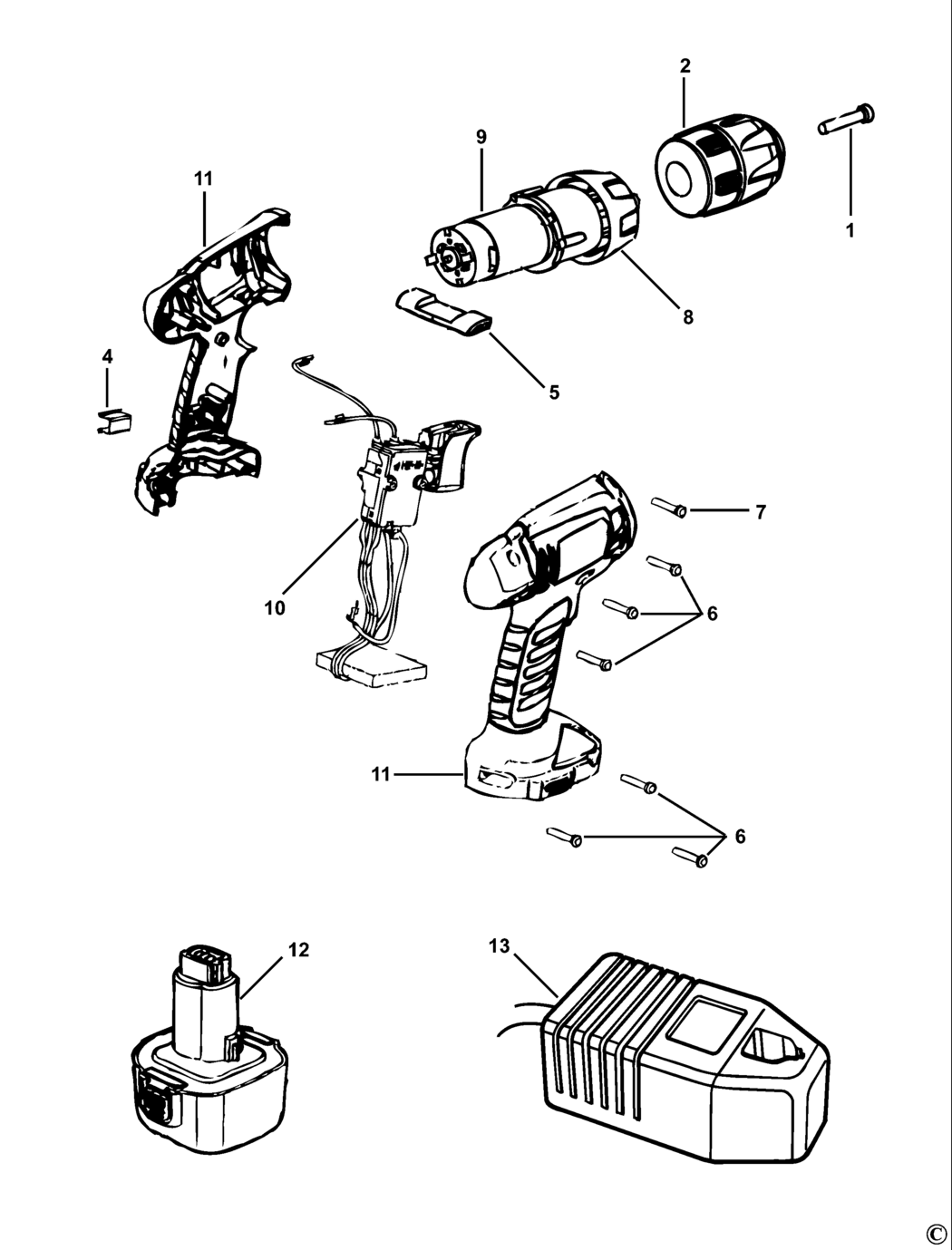 Black & Decker UJ14 Type 1 Cordless Drill Spare Parts