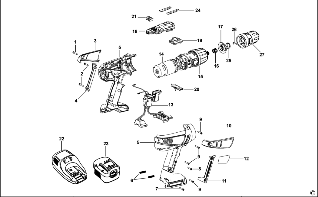 Black & Decker BD146F3 Type 1 Cordless Drill Spare Parts