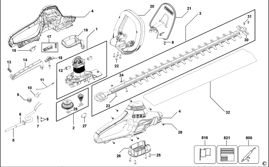 Black & Decker GT7026 Type 1 Hedgetrimmer Spare Parts