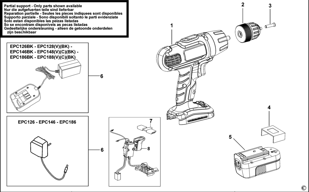 Black & Decker EPC126 Type H1 Cordless Drill Spare Parts