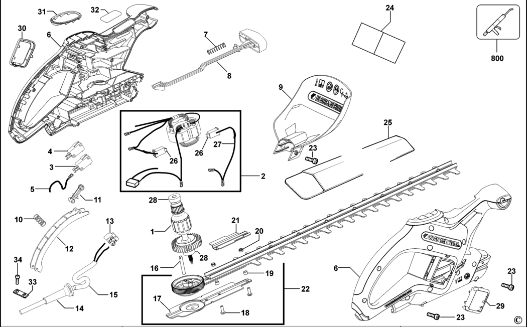 Black & Decker GT502 Type 2 Hedgetrimmer Spare Parts