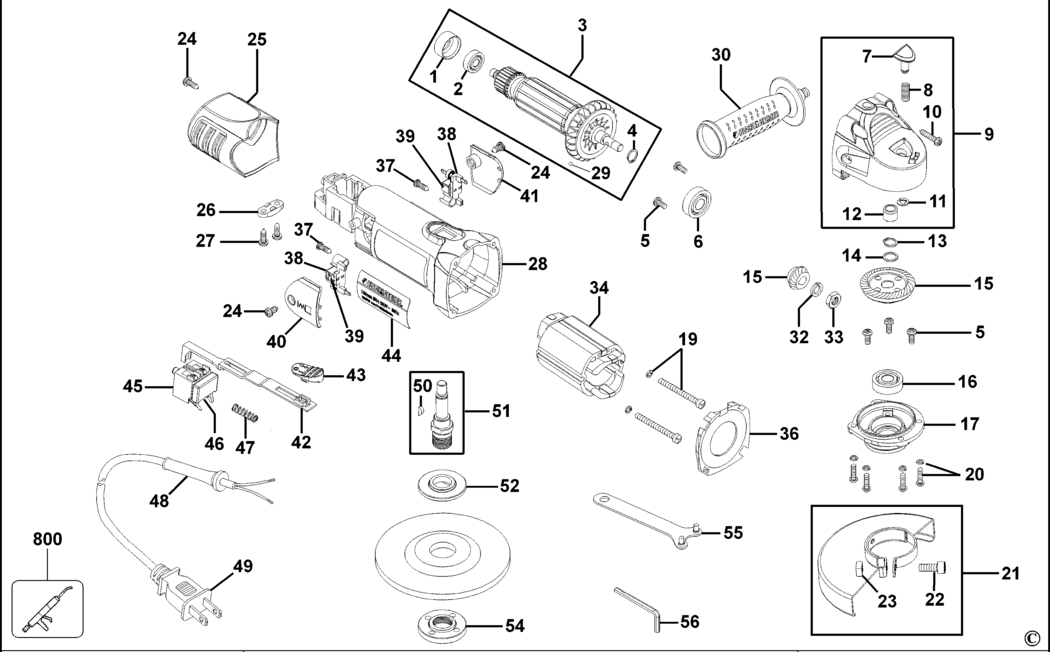 Black & Decker KG200 Type 1 Small Angle Grinder Spare Parts