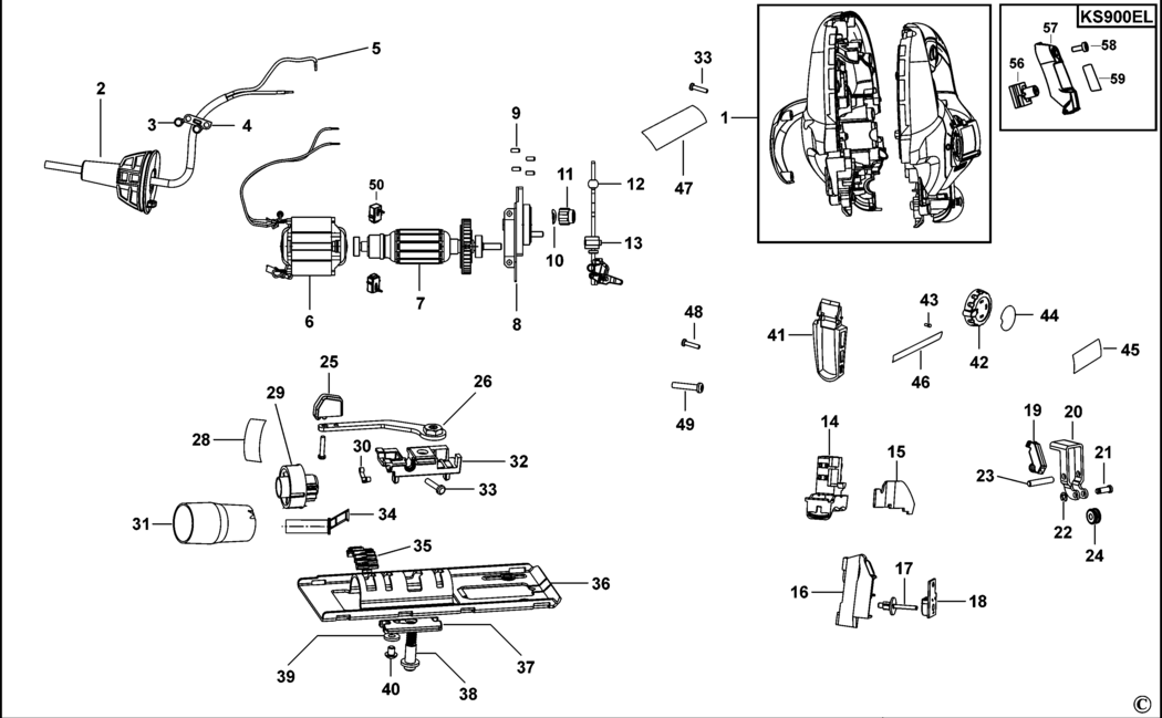 Black & Decker KS900EL Type 1 Jigsaw Spare Parts