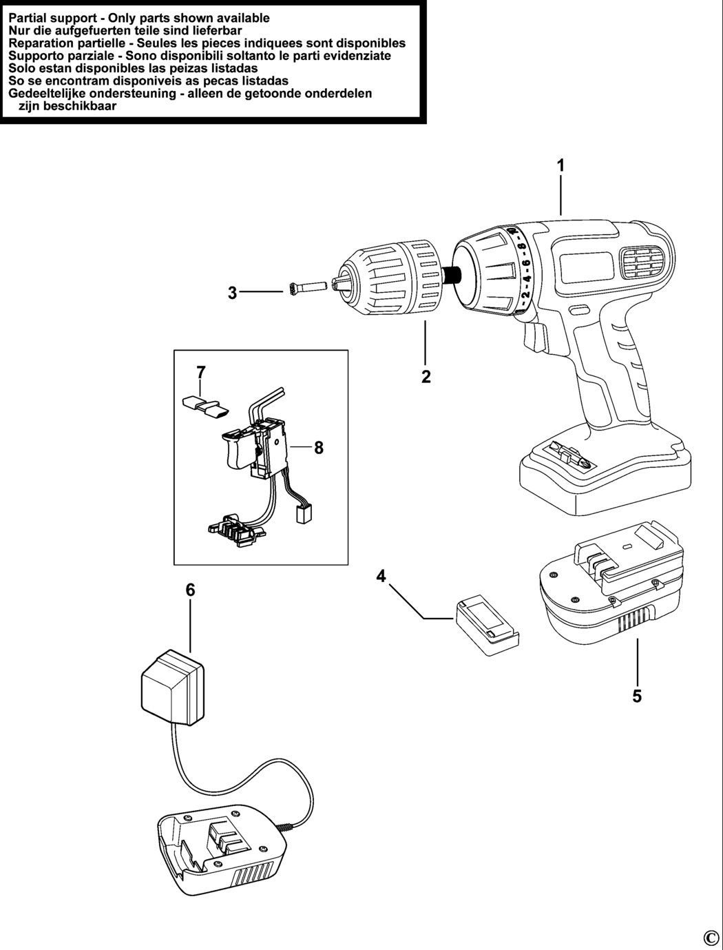 Black & Decker EPC14K2 Type H1 Cordless Drill Spare Parts