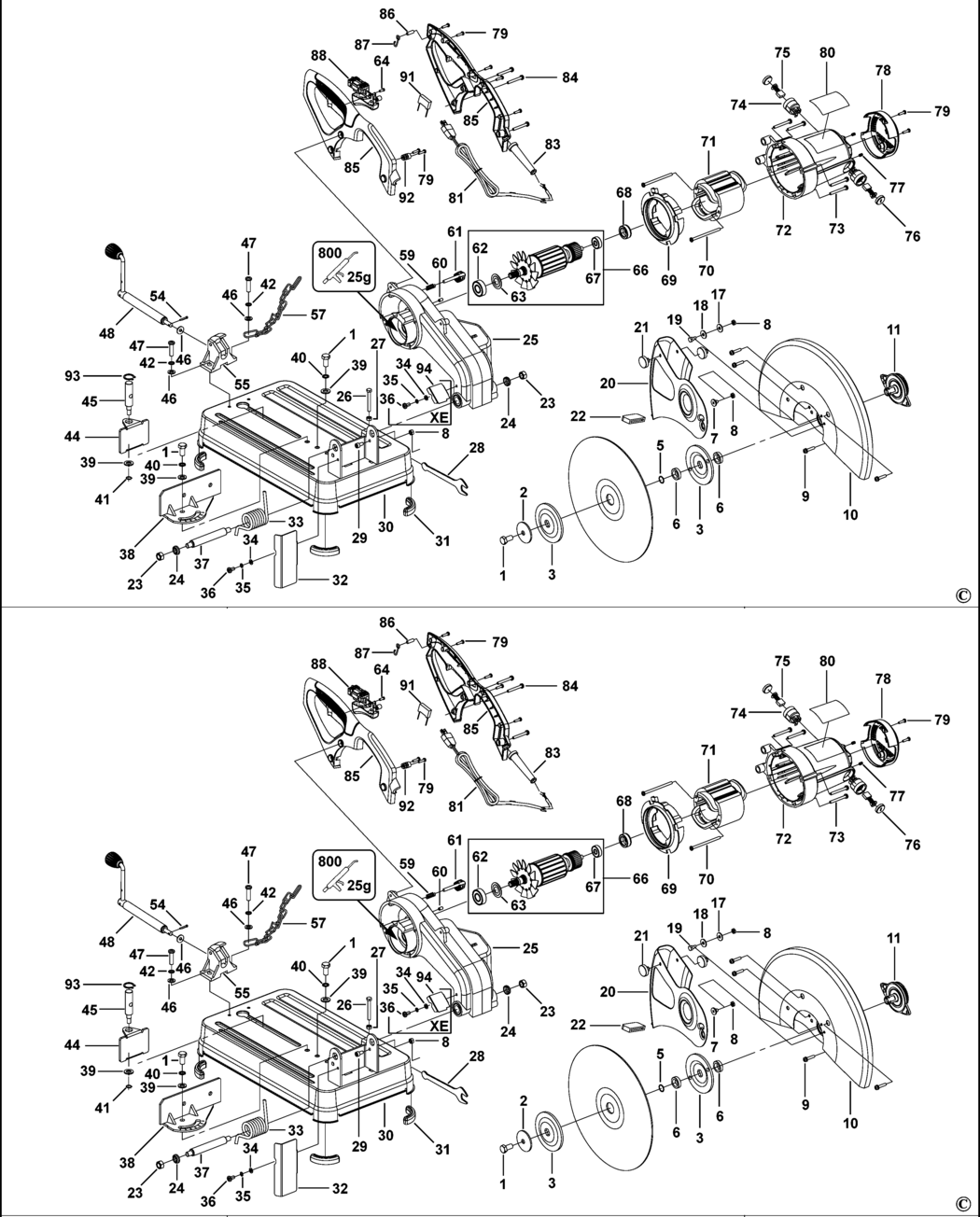 Black & Decker PCM355 Type 1 Chop Saw Spare Parts