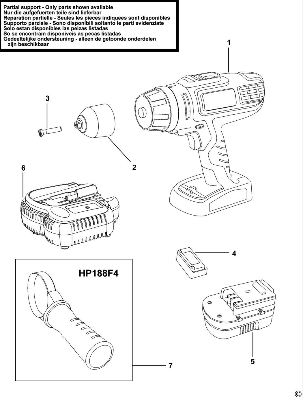 Black & Decker HP126F4BK Type H1 Cordless Drill Spare Parts