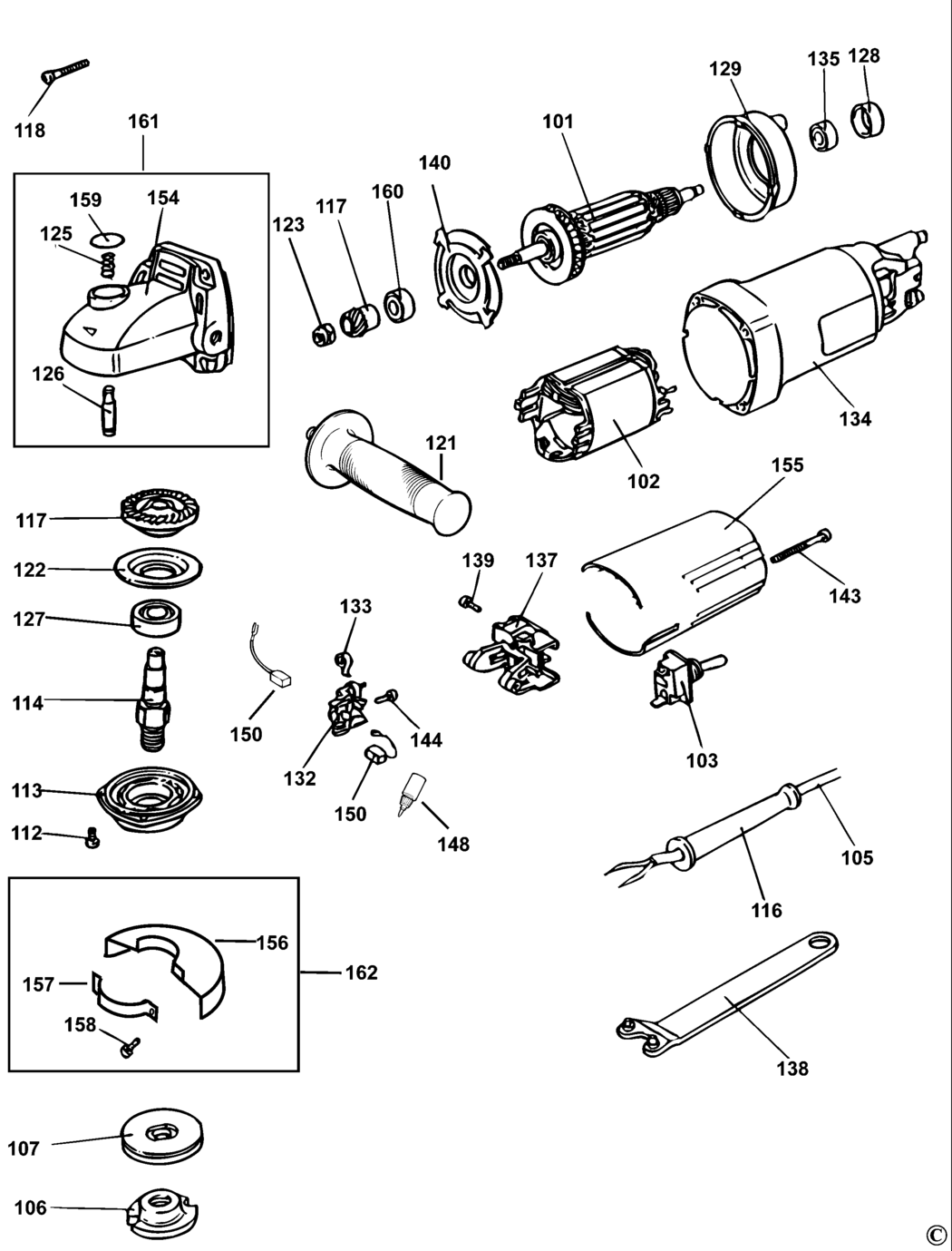 Black & Decker KG16 Type 6 Small Angle Grinder Spare Parts