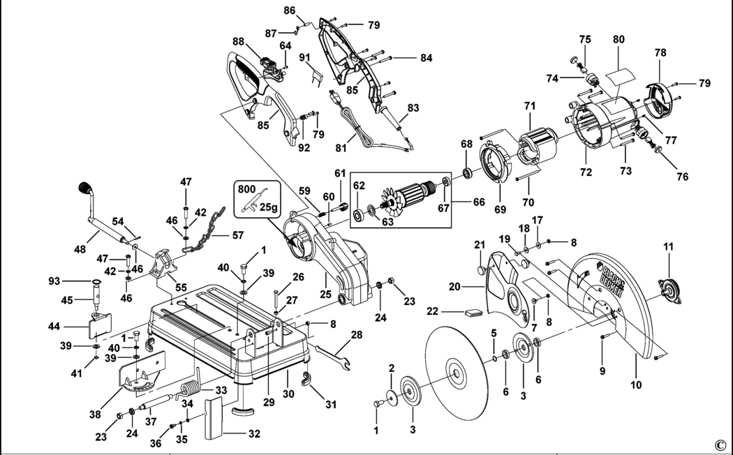 Black & Decker CS2000 Type 1 Chop Saw Spare Parts