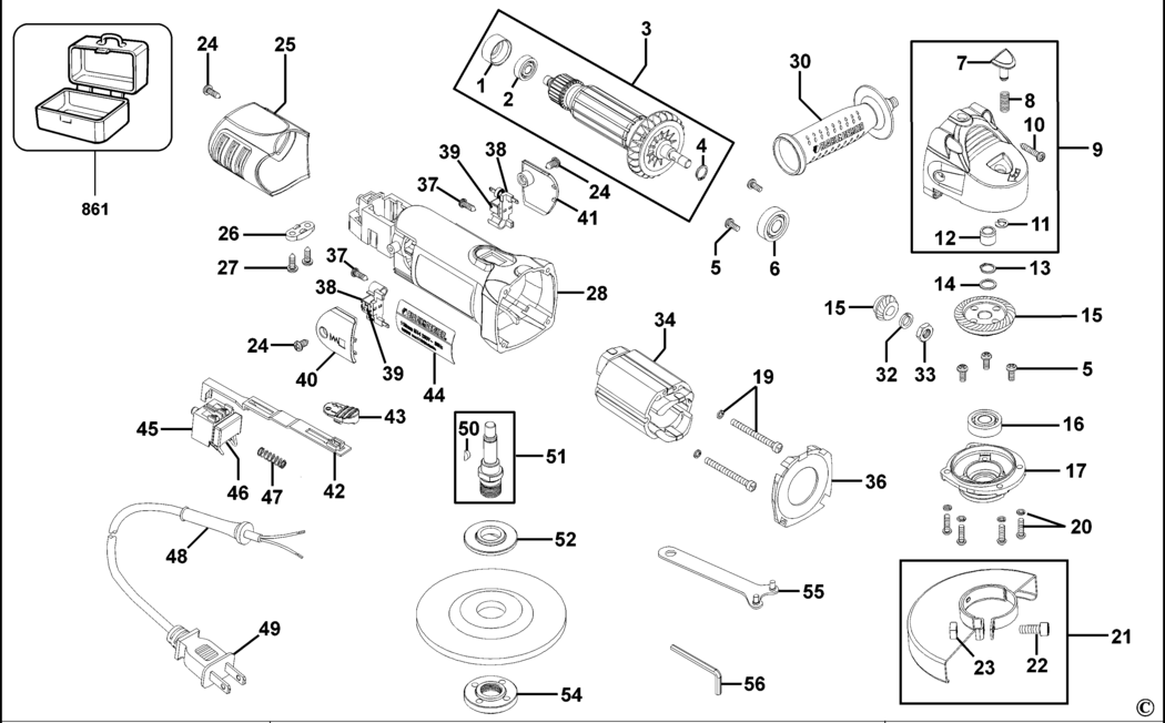 Black & Decker KG200 Type 2 Small Angle Grinder Spare Parts