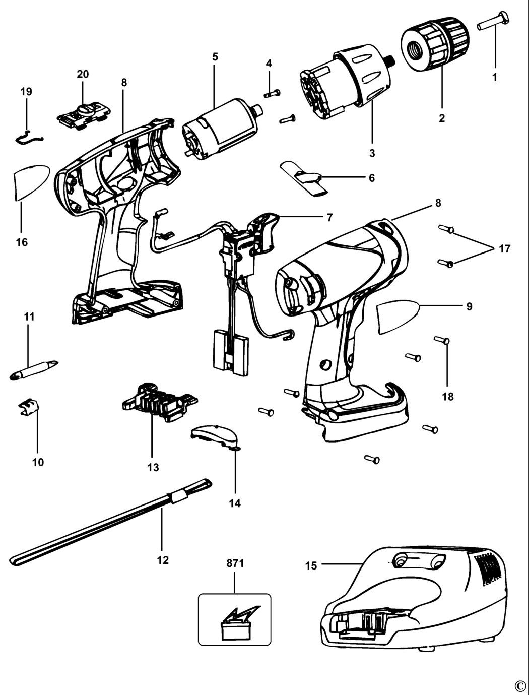 Black & Decker SX3000 Type 2 C'less Drill/driver Spare Parts