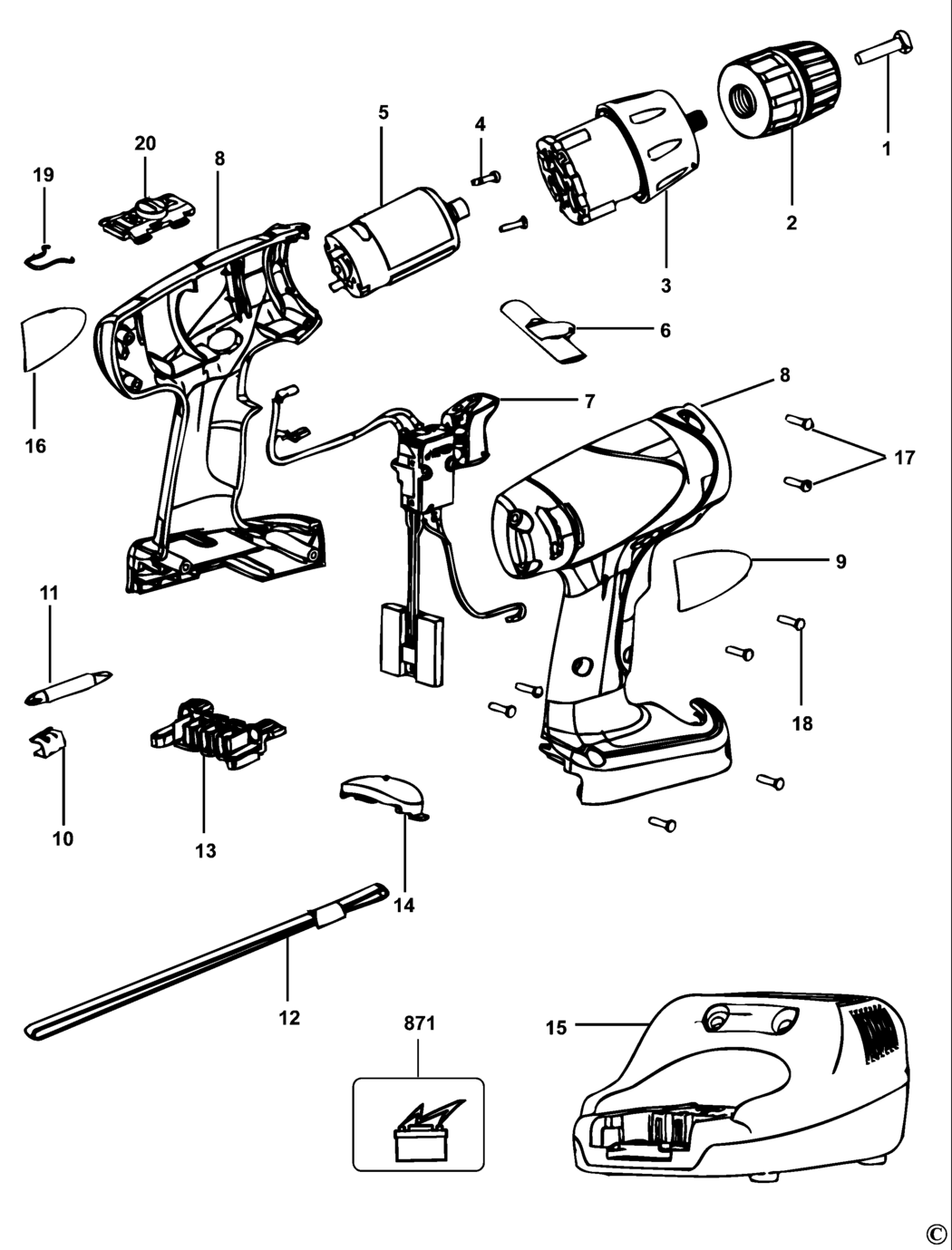 Black & Decker SX4000 Type 2 C'less Drill/driver Spare Parts