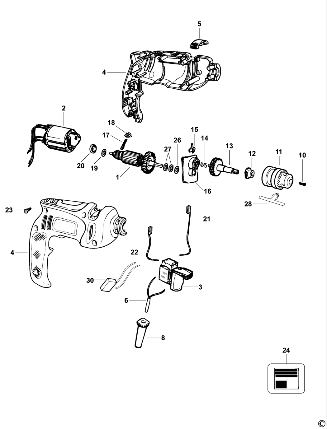 Black & Decker KR13RE Type 4 Drill Spare Parts