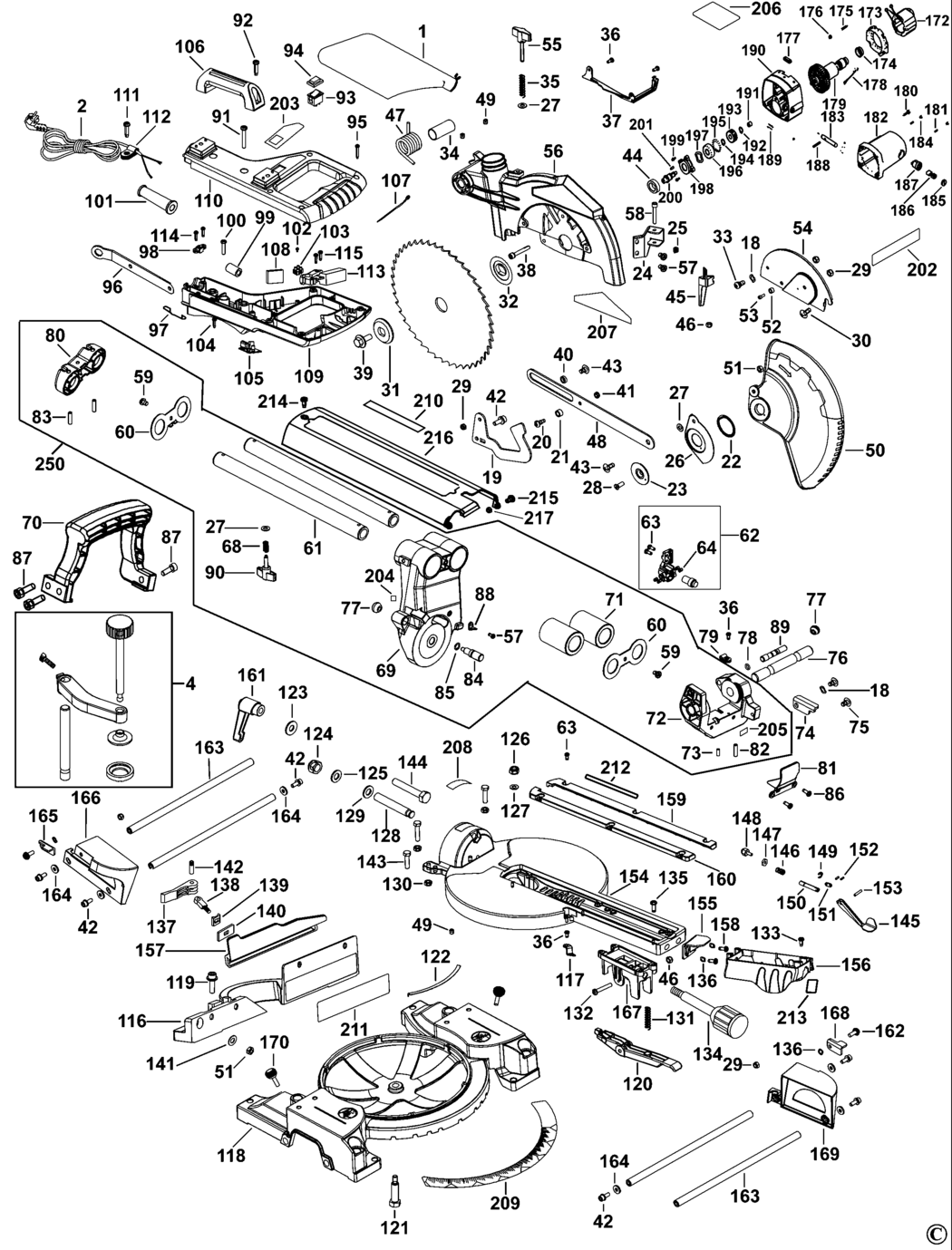 Black & Decker SMS254 Type 1 Mitre Saw Spare Parts