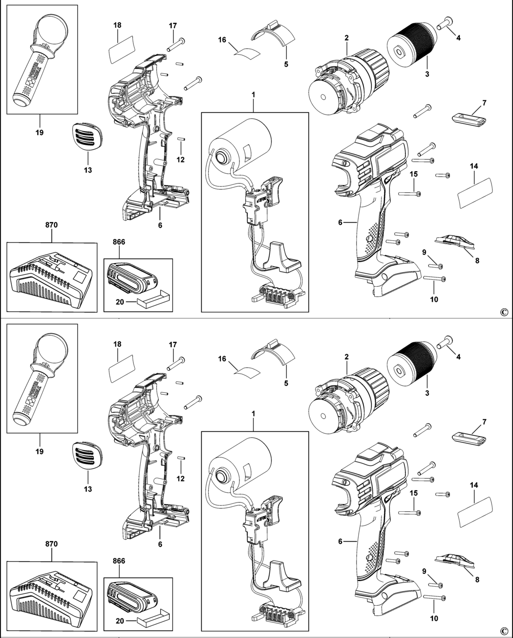 Black & Decker PCL18HDK2 Type H1 Cordless Drill Spare Parts