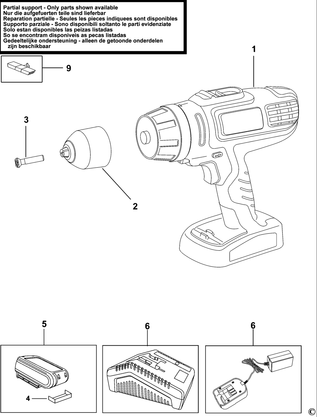 Black & Decker HP146F4LBK Type H1 Cordless Drill Spare Parts