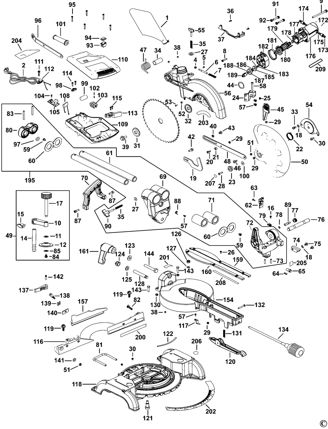 Black Decker SMS216 Type 1 Mitre Saw Spare Parts Miles Tool