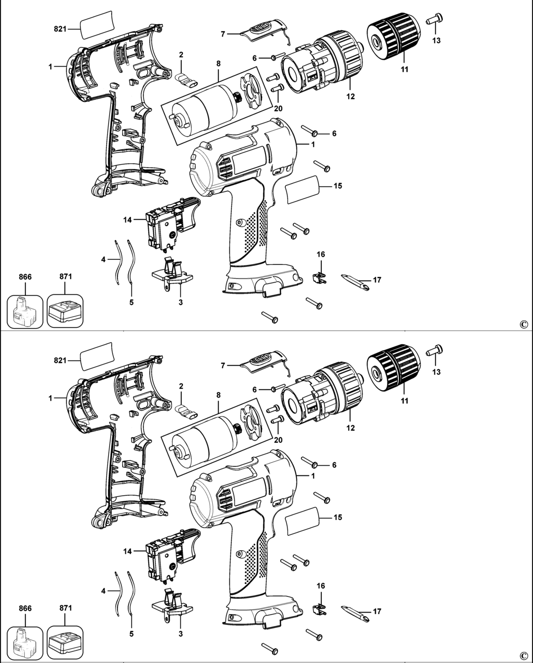 Black & Decker KTC12 Type 1 Cordless Drill Spare Parts