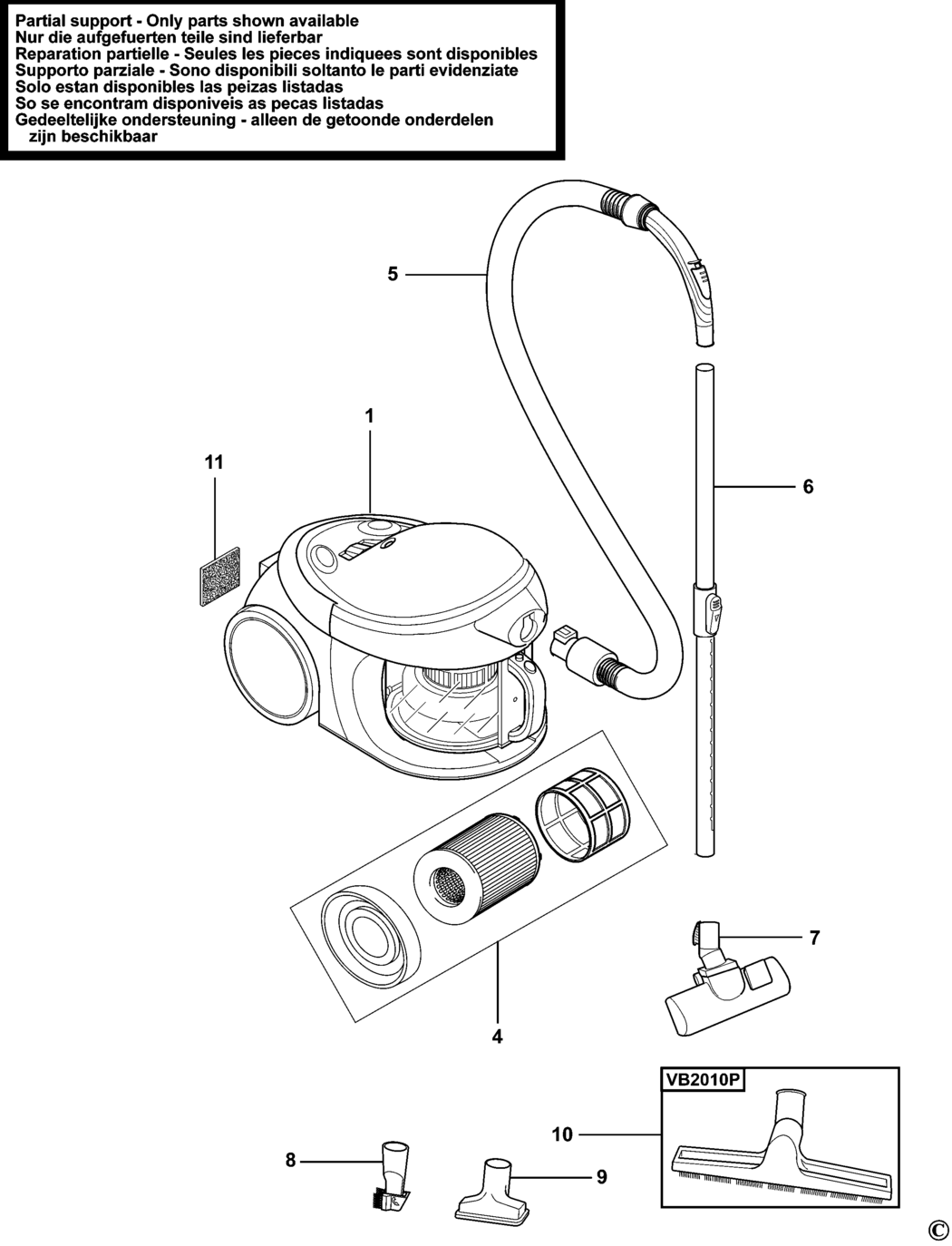 Black & Decker VB2000 Type 1 Vacuum Cleaner Spare Parts