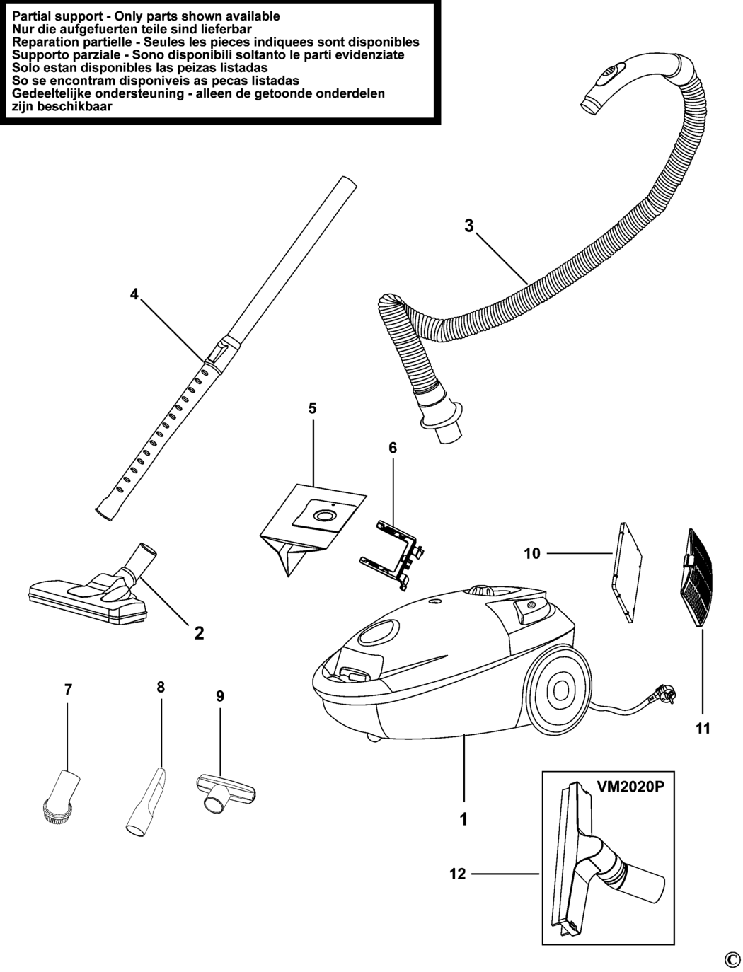 Black & Decker VM2200 Type 1 Vacuum Cleaner Spare Parts