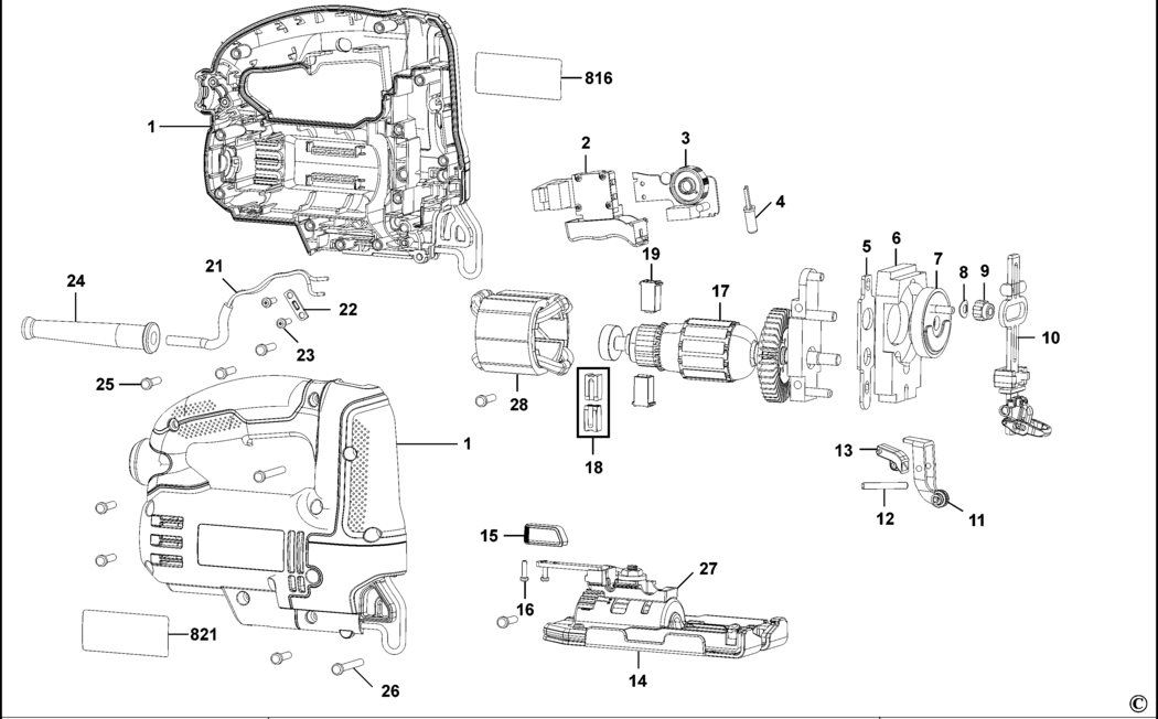 Black & Decker PC600JS Type 1 Jigsaw Spare Parts