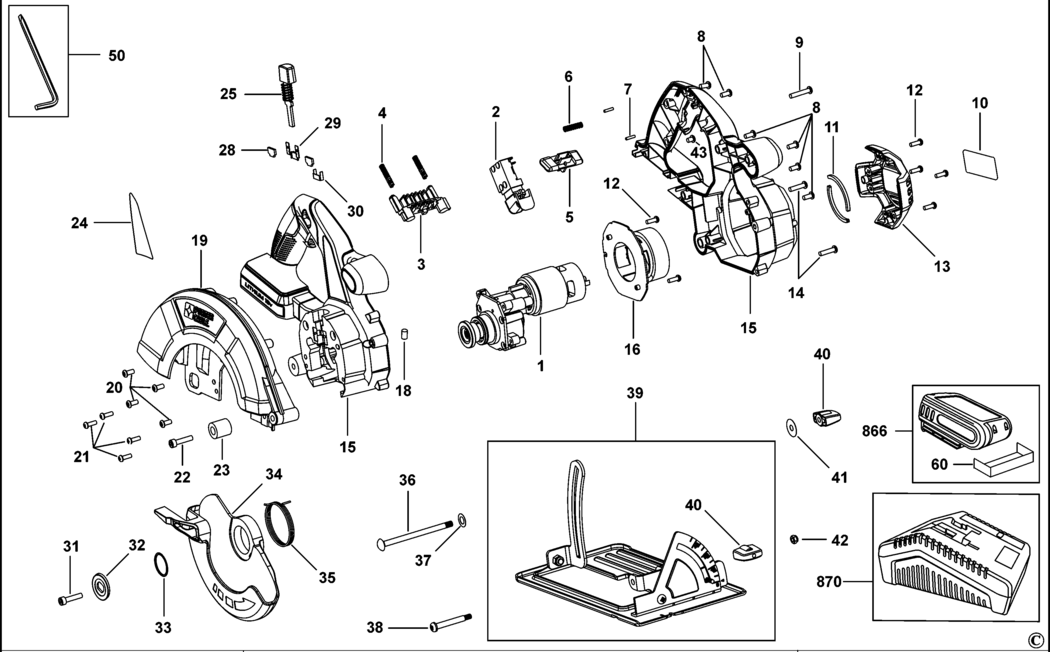 Black & Decker PCL186CS Type H1 Cordless Circular Saw Spare Parts