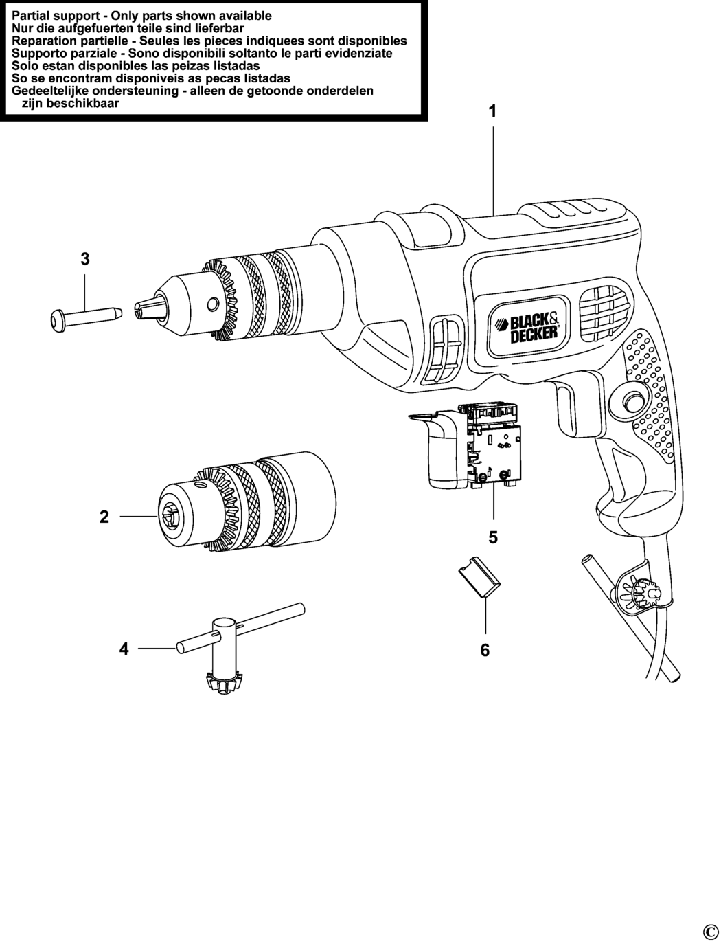 Black & Decker KR504 Type 1 Hammer Drill Spare Parts