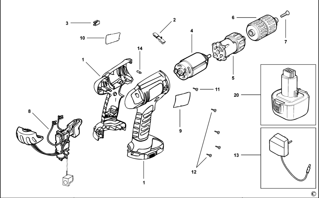 Black & Decker CD1200 Type H1 Cordless Drill Spare Parts