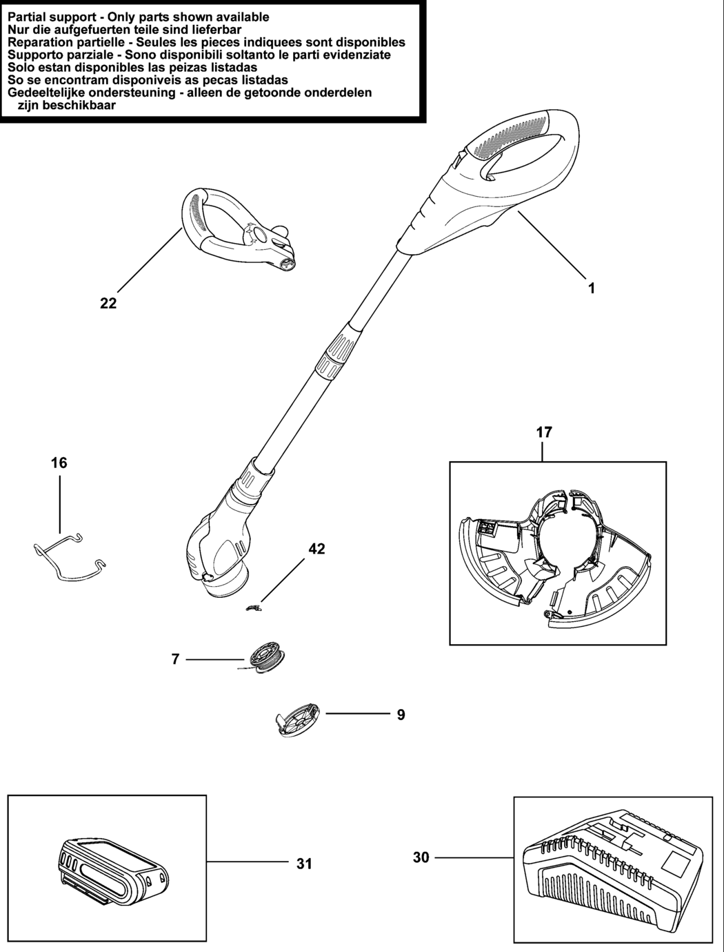 Black & Decker GLC2500L Type H2 Cordless String Trimmer Spare Parts