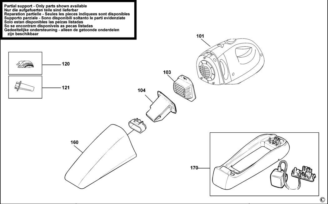 Black & Decker WV7215 Type H2 Dustbuster Spare Parts