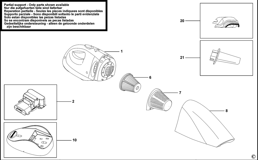 Black & Decker CV1205 Type H2 Dustbuster Spare Parts